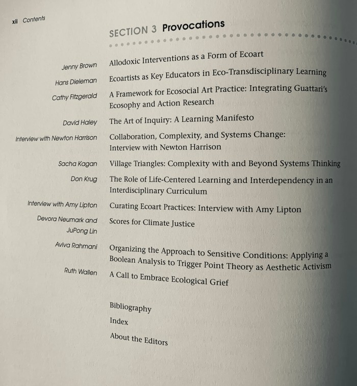 Ecoarts in Action contents page, page 4